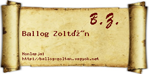 Ballog Zoltán névjegykártya